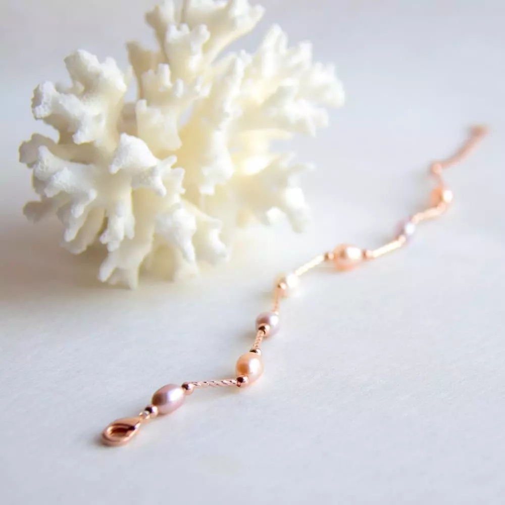 MILAN Natural Pearl Bracelet Rose Gold Multi Color - Picture 5 of 7